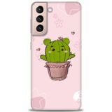 Phoenix Cep HD Baskılı Kılıf + SERAMİK TAM KAPLAYAN EKRAN KORUYUCU 304 Beyaz Çicek Desenli Samsung Galaxy S21 FE ile uyumlu
