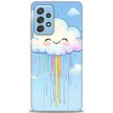 Phoenix Cep HD Baskılı Kılıf + SERAMİK TAM KAPLAYAN EKRAN KORUYUCU 307 Beyaz Çicek Desenli Samsung Galaxy A52 ile uyumlu