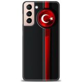 Phoenix Cep HD Baskılı Kılıf + SERAMİK TAM KAPLAYAN EKRAN KORUYUCU 32 Beyaz - Gri Samsung Galaxy S21 FE ile uyumlu
