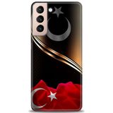 Phoenix Cep HD Baskılı Kılıf + SERAMİK TAM KAPLAYAN EKRAN KORUYUCU 33 Beyaz - Gümüş Samsung Galaxy S21 FE ile uyumlu