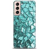 Phoenix Cep HD Baskılı Kılıf + SERAMİK TAM KAPLAYAN EKRAN KORUYUCU 335 Beyaz - Mavi - Altın Samsung Galaxy S21 FE ile uyumlu