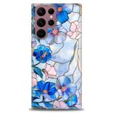 Phoenix Cep HD Baskılı Kılıf + SERAMİK TAM KAPLAYAN EKRAN KORUYUCU 337 Beyaz - Mavi Samsung Galaxy S22 Ultra ile uyumlu