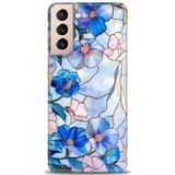 Phoenix Cep HD Baskılı Kılıf + SERAMİK TAM KAPLAYAN EKRAN KORUYUCU 337 Beyaz - Mor Samsung Galaxy S21 FE ile uyumlu