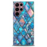Phoenix Cep HD Baskılı Kılıf + SERAMİK TAM KAPLAYAN EKRAN KORUYUCU 338 Beyaz - Mavi - Altın Samsung Galaxy S22 Ultra ile uyumlu