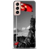 Phoenix Cep HD Baskılı Kılıf + SERAMİK TAM KAPLAYAN EKRAN KORUYUCU 35 Beyaz - Kalp Samsung Galaxy S21 FE ile uyumlu