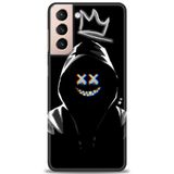 Phoenix Cep HD Baskılı Kılıf + SERAMİK TAM KAPLAYAN EKRAN KORUYUCU 351 Beyaz Karbon Samsung Galaxy S21 FE ile uyumlu