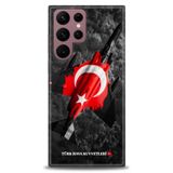 Phoenix Cep HD Baskılı Kılıf + SERAMİK TAM KAPLAYAN EKRAN KORUYUCU 37 Beyaz - Kahverengi Samsung Galaxy S22 Ultra ile uyumlu