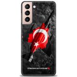 Phoenix Cep HD Baskılı Kılıf + SERAMİK TAM KAPLAYAN EKRAN KORUYUCU 37 Beyaz - Kırmızı Samsung Galaxy S21 FE ile uyumlu