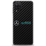 Phoenix Cep HD Baskılı Kılıf + SERAMİK TAM KAPLAYAN EKRAN KORUYUCU 376 Beyaz - Gold Samsung Galaxy M12 ile uyumlu