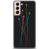 Phoenix Cep HD Baskılı Kılıf + SERAMİK TAM KAPLAYAN EKRAN KORUYUCU 385 Beyaz - Mavi - Siyah Samsung Galaxy S21 FE ile uyumlu