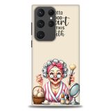 Phoenix Cep HD Baskılı Kılıf + SERAMİK TAM KAPLAYAN EKRAN KORUYUCU 41 Beyaz - Altın - Siyah Samsung Galaxy S23 Ultra ile uyumlu
