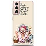 Phoenix Cep HD Baskılı Kılıf + SERAMİK TAM KAPLAYAN EKRAN KORUYUCU 41 Beyaz - Mavi - Altın Samsung Galaxy S21 FE ile uyumlu