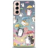 Phoenix Cep HD Baskılı Kılıf + SERAMİK TAM KAPLAYAN EKRAN KORUYUCU 412 Siyah - Fuşya Samsung Galaxy S21 FE ile uyumlu