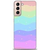 Phoenix Cep HD Baskılı Kılıf + SERAMİK TAM KAPLAYAN EKRAN KORUYUCU 423 Beyaz - Gold Samsung Galaxy S21 FE ile uyumlu
