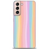 Phoenix Cep HD Baskılı Kılıf + SERAMİK TAM KAPLAYAN EKRAN KORUYUCU 428 Beyaz - Koyu Mor Samsung Galaxy S21 FE ile uyumlu