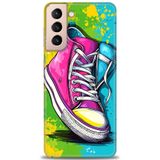 Phoenix Cep HD Baskılı Kılıf + SERAMİK TAM KAPLAYAN EKRAN KORUYUCU 441 Beyaz - Titanium Samsung Galaxy S21 FE ile uyumlu
