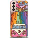 Phoenix Cep HD Baskılı Kılıf + SERAMİK TAM KAPLAYAN EKRAN KORUYUCU 445 Beyaz - Yıldız Samsung Galaxy S21 FE ile uyumlu