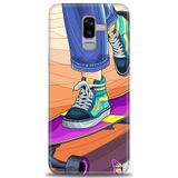 Phoenix Cep HD Baskılı Kılıf + SERAMİK TAM KAPLAYAN EKRAN KORUYUCU 446 Beyaz - Mavi - Siyah Samsung Galaxy J8 ile uyumlu