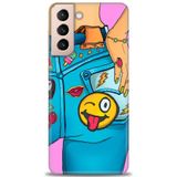Phoenix Cep HD Baskılı Kılıf + SERAMİK TAM KAPLAYAN EKRAN KORUYUCU 448 Beyaz Kalpler Samsung Galaxy S21 FE ile uyumlu