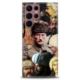 Phoenix Cep HD Baskılı Kılıf + SERAMİK TAM KAPLAYAN EKRAN KORUYUCU 466 Siyah - Gri Samsung Galaxy S22 Ultra ile uyumlu