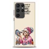 Phoenix Cep HD Baskılı Kılıf + SERAMİK TAM KAPLAYAN EKRAN KORUYUCU 48 Beyaz - Koyu Mor Samsung Galaxy S23 Ultra ile uyumlu