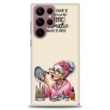 Phoenix Cep HD Baskılı Kılıf + SERAMİK TAM KAPLAYAN EKRAN KORUYUCU 48 Beyaz - Pembe Samsung Galaxy S22 Ultra ile uyumlu