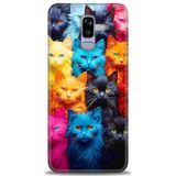 Phoenix Cep HD Baskılı Kılıf + SERAMİK TAM KAPLAYAN EKRAN KORUYUCU 70 Beyaz Puantiye Samsung Galaxy J8 ile uyumlu