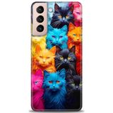 Phoenix Cep HD Baskılı Kılıf + SERAMİK TAM KAPLAYAN EKRAN KORUYUCU 70 Siyah - Gold Samsung Galaxy S21 FE ile uyumlu