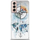 Phoenix Cep HD Baskılı Kılıf + SERAMİK TAM KAPLAYAN EKRAN KORUYUCU 82 Beyaz - Gümüş Samsung Galaxy S21 FE ile uyumlu