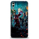 Phoenix Cep Kılıf HD Baskılı Kılıf + NANO TAM KAPLAYAN EKRAN KORUYUCU 100 Beyaz - Altın - Siyah Huawei Honor 8C ile uyumlu