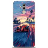 Phoenix Cep Kılıf HD Baskılı Kılıf + NANO TAM KAPLAYAN EKRAN KORUYUCU 102 Beyaz - Mavi - Siyah Huawei Mate 20 Lite ile uyumlu