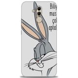 Phoenix Cep Kılıf HD Baskılı Kılıf + NANO TAM KAPLAYAN EKRAN KORUYUCU 153 Beyaz - Mor - Siyah Huawei Mate 20 Lite ile uyumlu