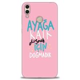 Phoenix Cep Kılıf HD Baskılı Kılıf + NANO TAM KAPLAYAN EKRAN KORUYUCU 161 Beyaz - Mavi - Altın Huawei Honor 8C ile uyumlu
