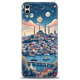 Phoenix Cep Kılıf HD Baskılı Kılıf + NANO TAM KAPLAYAN EKRAN KORUYUCU 223 Beyaz Ahşap Huawei Honor 8C ile uyumlu