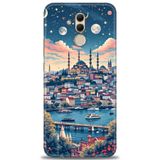 Phoenix Cep Kılıf HD Baskılı Kılıf + NANO TAM KAPLAYAN EKRAN KORUYUCU 223 Siyah - Beyaz - Gri Huawei Mate 20 Lite ile uyumlu