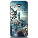 Phoenix Cep Kılıf HD Baskılı Kılıf + NANO TAM KAPLAYAN EKRAN KORUYUCU 224 Siyah - Beyaz - Yeşil Huawei Mate 20 Lite ile uyumlu