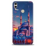 Phoenix Cep Kılıf HD Baskılı Kılıf + NANO TAM KAPLAYAN EKRAN KORUYUCU 227 Beyaz Puantiye Huawei Honor 8C ile uyumlu