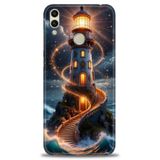 Phoenix Cep Kılıf HD Baskılı Kılıf + NANO TAM KAPLAYAN EKRAN KORUYUCU 232 Siyah - Açık Mavi Huawei Honor 8C ile uyumlu
