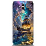 Phoenix Cep Kılıf HD Baskılı Kılıf + NANO TAM KAPLAYAN EKRAN KORUYUCU 233 Siyah - Kahverengi Huawei Mate 20 Lite ile uyumlu