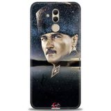 Phoenix Cep Kılıf HD Baskılı Kılıf + NANO TAM KAPLAYAN EKRAN KORUYUCU 24 Siyah - Açık Kırmızı Huawei Mate 20 Lite ile uyumlu