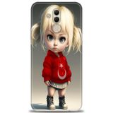 Phoenix Cep Kılıf HD Baskılı Kılıf + NANO TAM KAPLAYAN EKRAN KORUYUCU 243 Beyaz - Koyu Mor Huawei Mate 20 Lite ile uyumlu