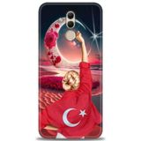 Phoenix Cep Kılıf HD Baskılı Kılıf + NANO TAM KAPLAYAN EKRAN KORUYUCU 249 Beyaz - Mavi - Siyah Huawei Mate 20 Lite ile uyumlu