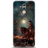 Phoenix Cep Kılıf HD Baskılı Kılıf + NANO TAM KAPLAYAN EKRAN KORUYUCU 25 Siyah - Açık Mavi Huawei Mate 20 Lite ile uyumlu