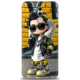 Phoenix Cep Kılıf HD Baskılı Kılıf + NANO TAM KAPLAYAN EKRAN KORUYUCU 255 Beyaz - Taba Huawei Mate 20 Lite ile uyumlu