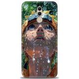Phoenix Cep Kılıf HD Baskılı Kılıf + NANO TAM KAPLAYAN EKRAN KORUYUCU 258 Beyaz - Turuncu Huawei Mate 20 Lite ile uyumlu