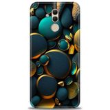 Phoenix Cep Kılıf HD Baskılı Kılıf + NANO TAM KAPLAYAN EKRAN KORUYUCU 345 Beyaz - Mavi Huawei Mate 20 Lite ile uyumlu