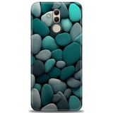 Phoenix Cep Kılıf HD Baskılı Kılıf + NANO TAM KAPLAYAN EKRAN KORUYUCU 346 Beyaz - Mavi - Altın Huawei Mate 20 Lite ile uyumlu