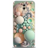 Phoenix Cep Kılıf HD Baskılı Kılıf + NANO TAM KAPLAYAN EKRAN KORUYUCU 347 Beyaz - Mavi - Siyah Huawei Mate 20 Lite ile uyumlu