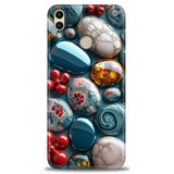 Phoenix Cep Kılıf HD Baskılı Kılıf + NANO TAM KAPLAYAN EKRAN KORUYUCU 349 Beyaz - Gümüş Huawei Honor 8C ile uyumlu