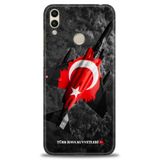 Phoenix Cep Kılıf HD Baskılı Kılıf + NANO TAM KAPLAYAN EKRAN KORUYUCU 37 Siyah - Beyaz Huawei Honor 8C ile uyumlu